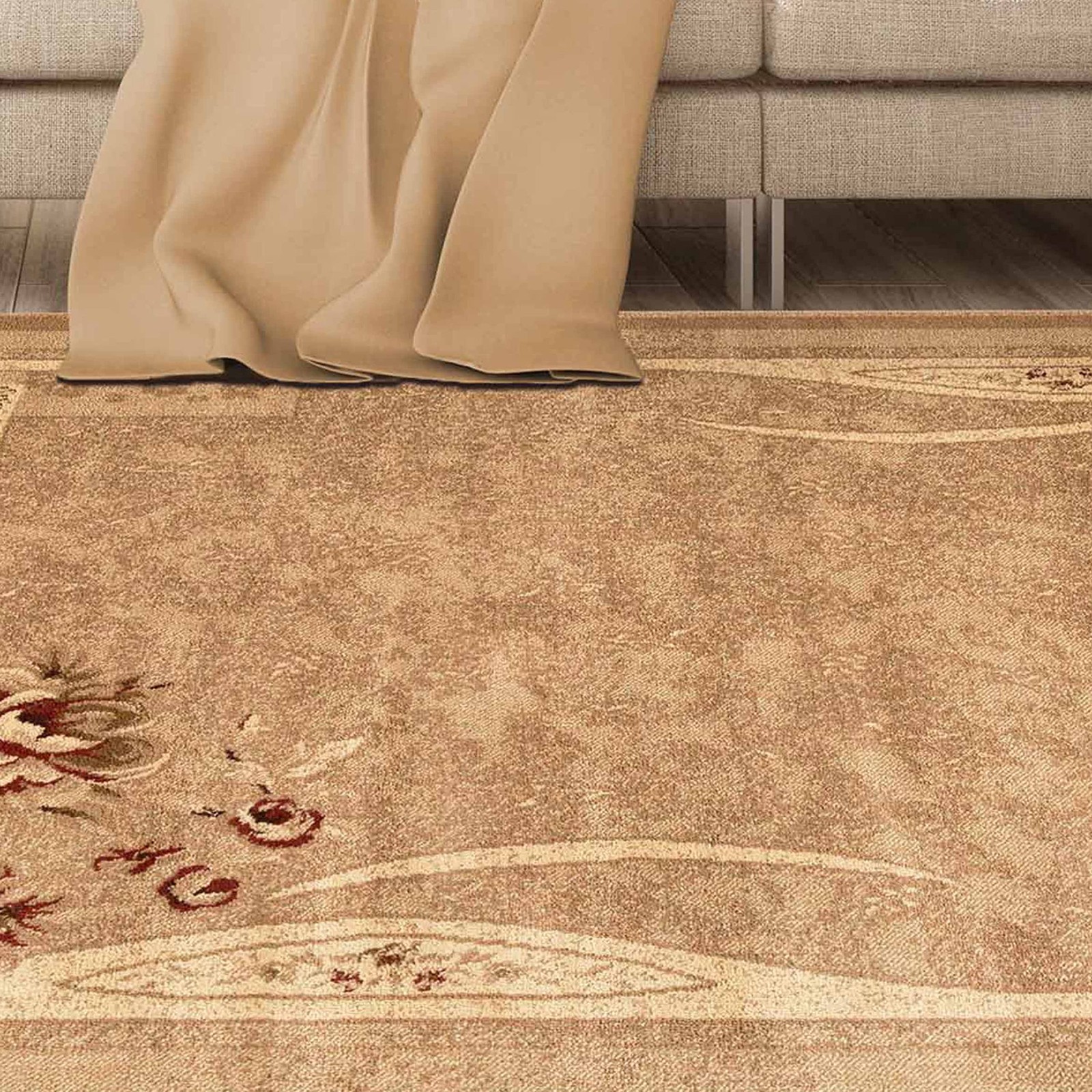 Indoor Area Rug, Jute Backing, Traditional Farmhouse Floral Block, Ideal for …