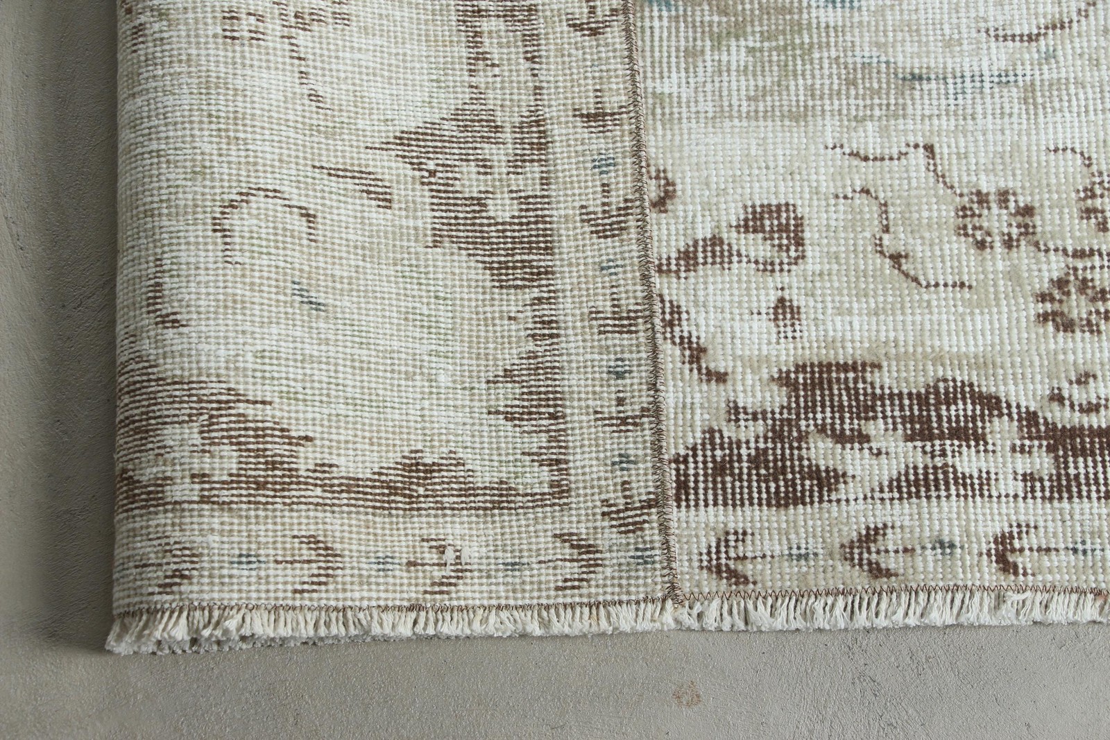 Vintage Turkish Rug, 6,1×8,6 ft Large Rug, White Brown Moroccan Rug