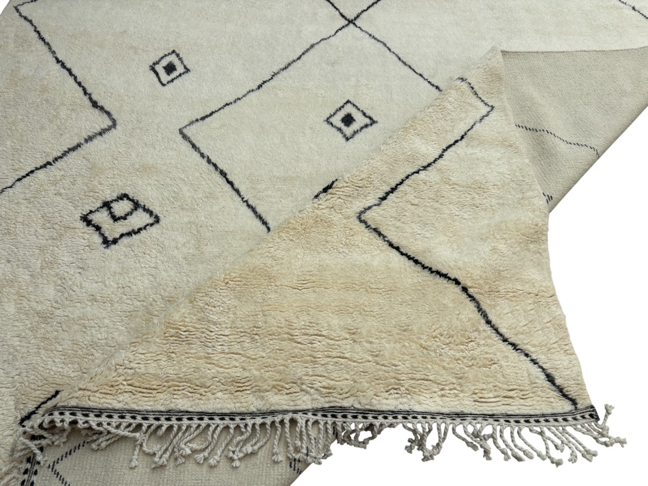 Contemporary Hand-Knotted Moroccan Style Rug in Beige & Brown. 100% Wool