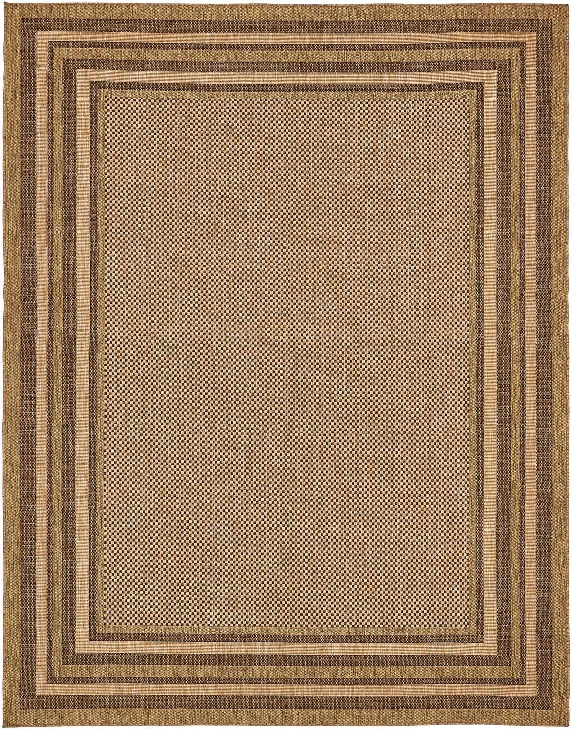 Unique Loom Outdoor Border Collection Area Rug – Multi Border (9′ x 12′ Recta…
