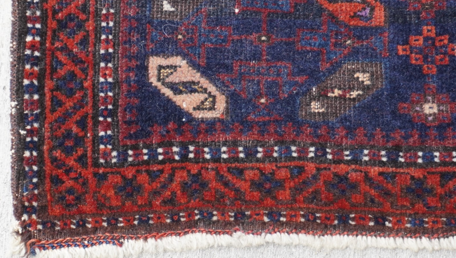 Antique Blue Baluchh Bag-Face Hand Knotted Wool Tribal Rug 21″ x 20″ inch