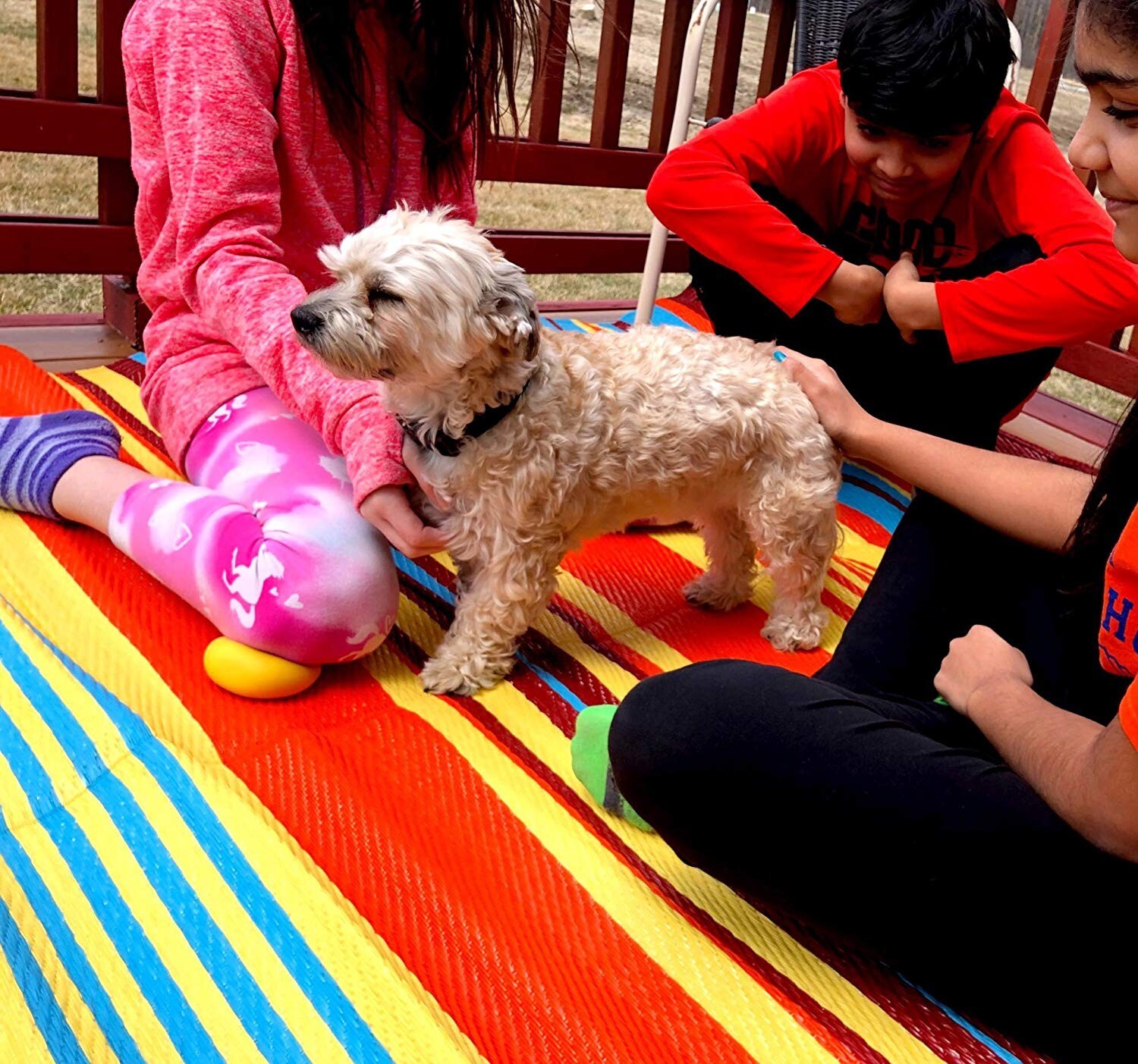 6′ x 9′ Patio rug Outdoor Rv mat stripes reversible waterproof Used-Photography