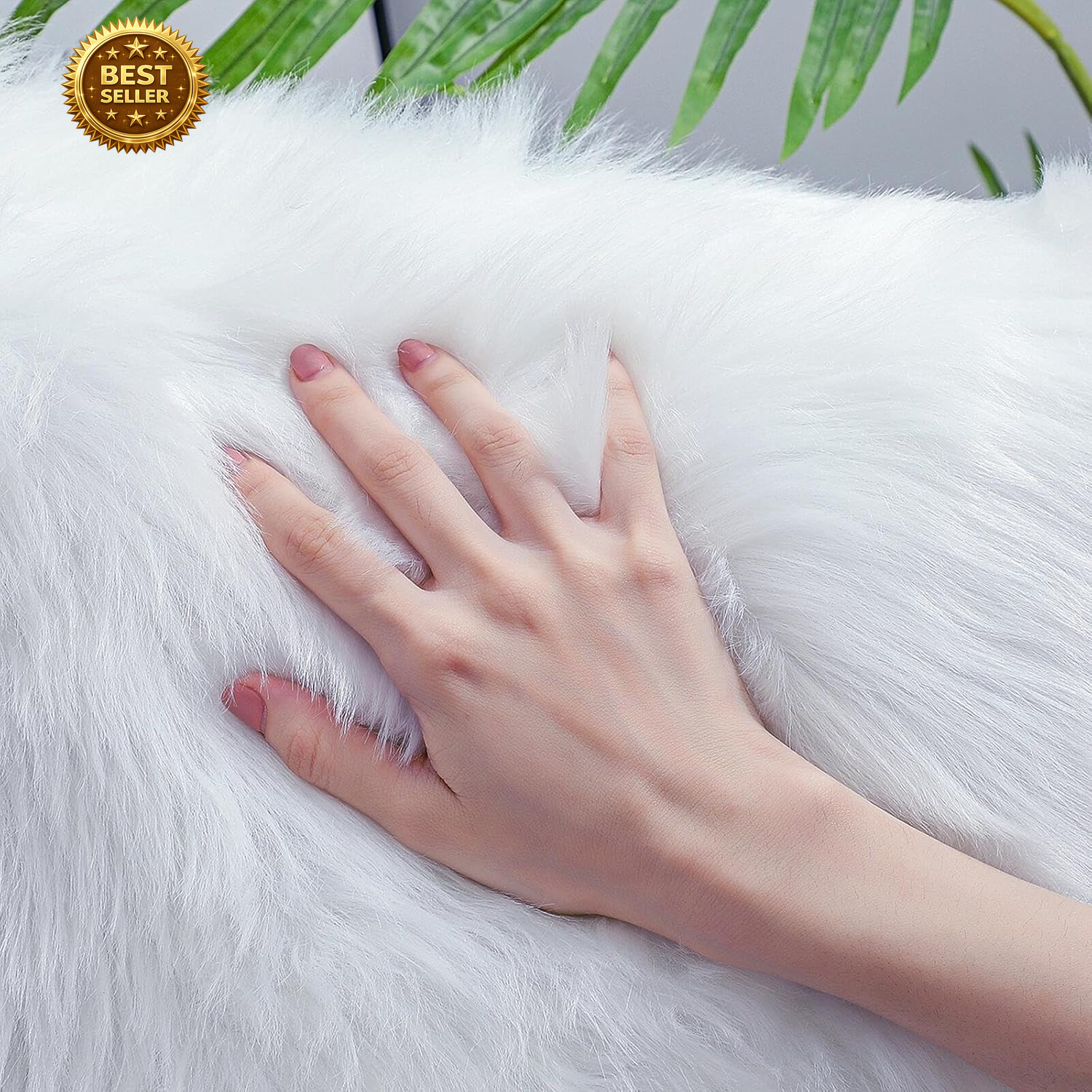 Faux Fur Sheepskin Fluffy Shag Fuzzy Rug, White, 2X6 Ft Runner | High-Density Cu