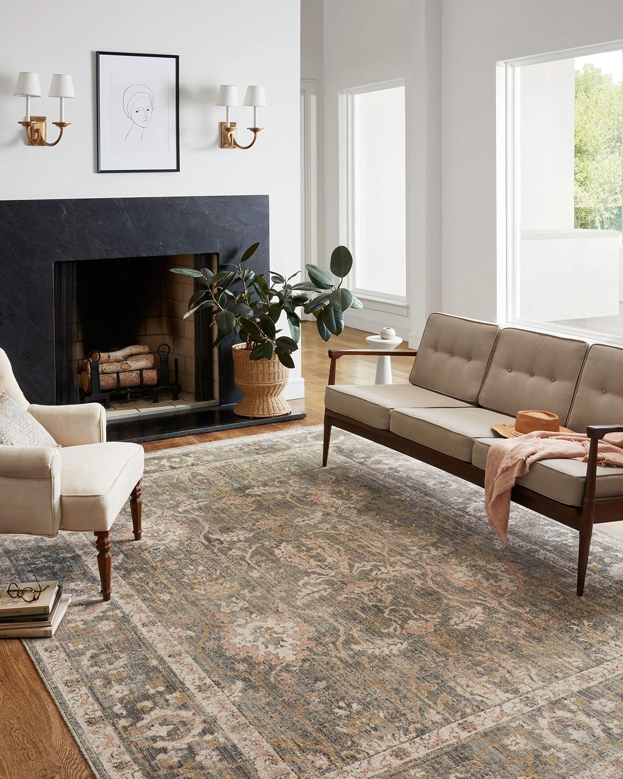 Loloi Chris Loves Julia x Rosemarie -01 Sage/Blush 7′-9″ x 7′-9″ Round Area Rug
