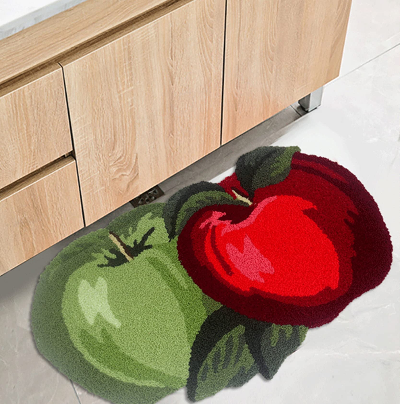 MODERN FRUIT SHAPED AREA RUG RED & GREEN 17.7″ X 31