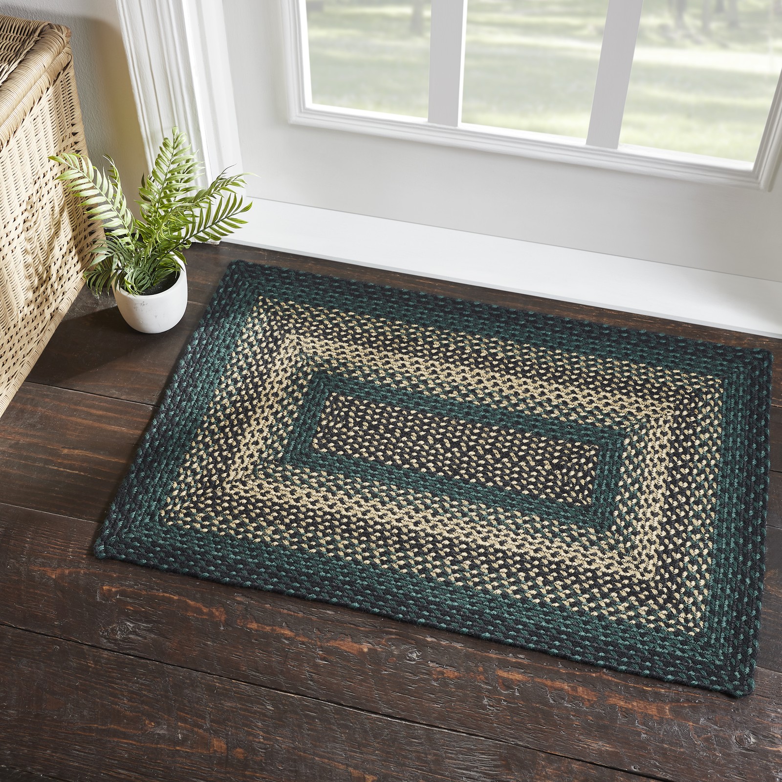 Pine Grove, Braided Jute Rug,, Accent Rug, Rectangle, Green, 24×36 VHC Brands