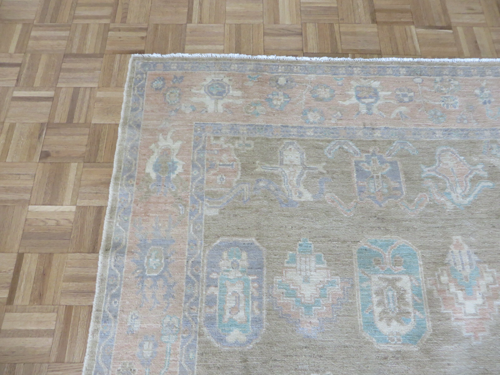 5’9 x 8’10 Hand Knotted Sand Brown Turkish Oushak Oriental Rug G10931