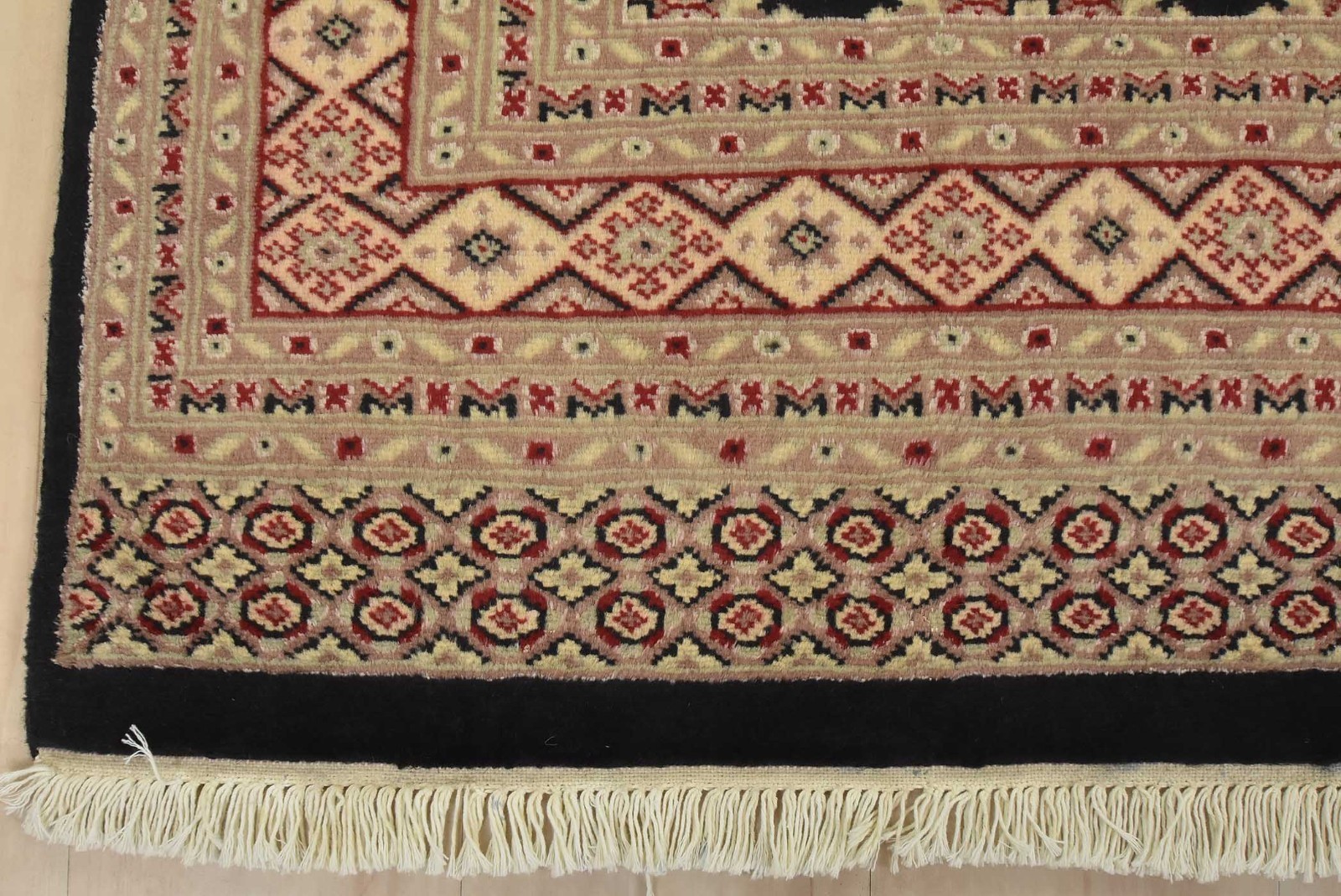 Bokhara Jaldar Rug 6′ x 9’3” Black Wool Tribal Hand-Knotted Oriental Carpet