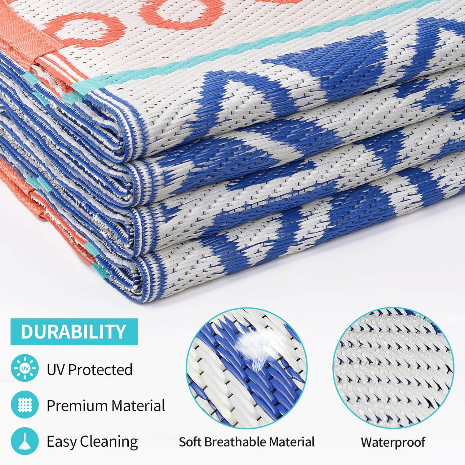 Waterproof Reversible Patio Rug 5×8 ft, Plastic Straw Mat for RV Camping | 10…