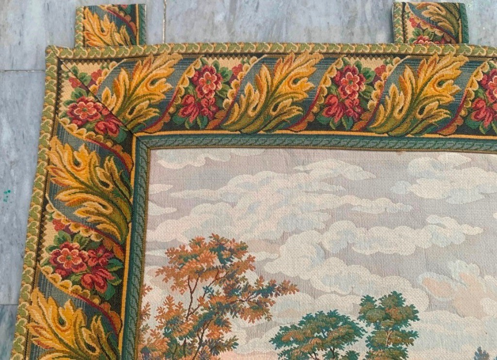 Vintage French River Side Multicolor View Tapestry Home Decor 3×5 ft