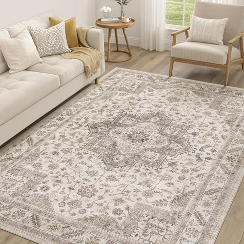 Vintage Living Room Area Rug 7×9 – Large Soft Washable Oriental Traditional