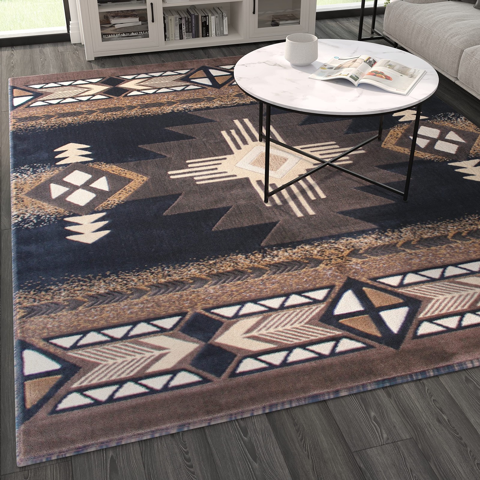 Concord Global Trading South West Native American Area Rug Design C318 Black 8