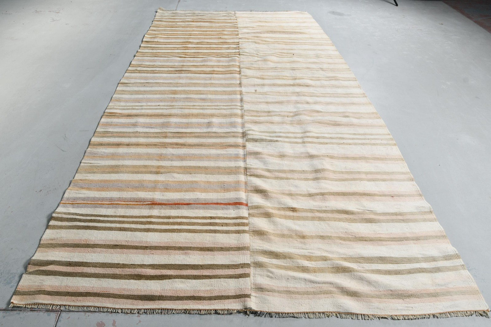 Turkish Rug, 5,7×12,2 ft Vintage Rug, White Brown Floral Wool Rug