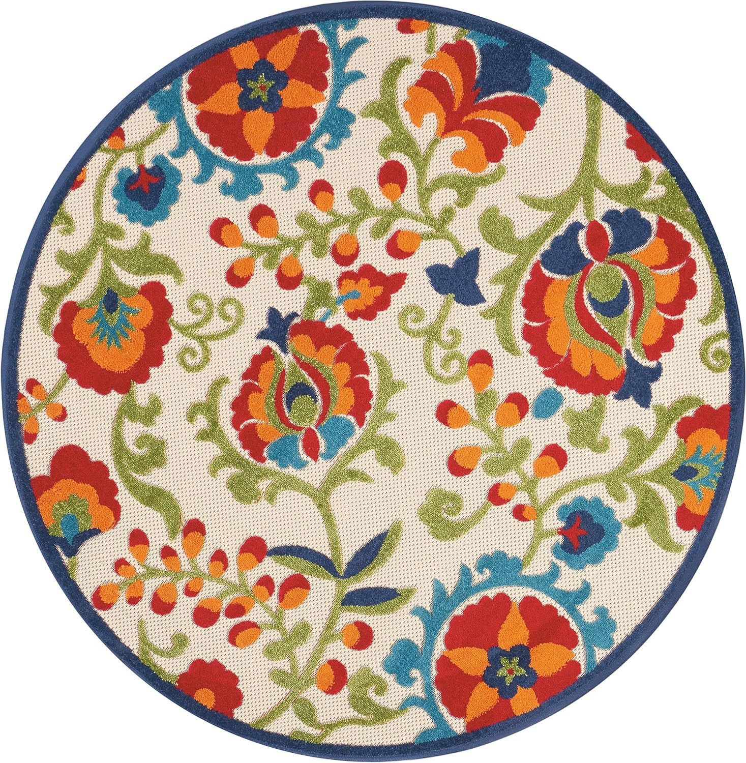 Home Aloha Multicolor 4′ X round Area Rug – Easy Clean, Non Shedding, Bed Room,