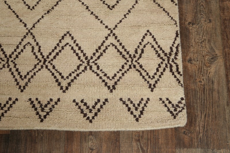Handmade Beige Moroccan Area Rug 8×10 Ft Tribal Modern Oriental Wool Carpet