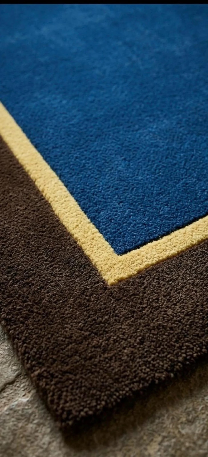 Navy Blue Hand Tufted Wool Rug | Plush Modern Area Rug with Brown modern carpet