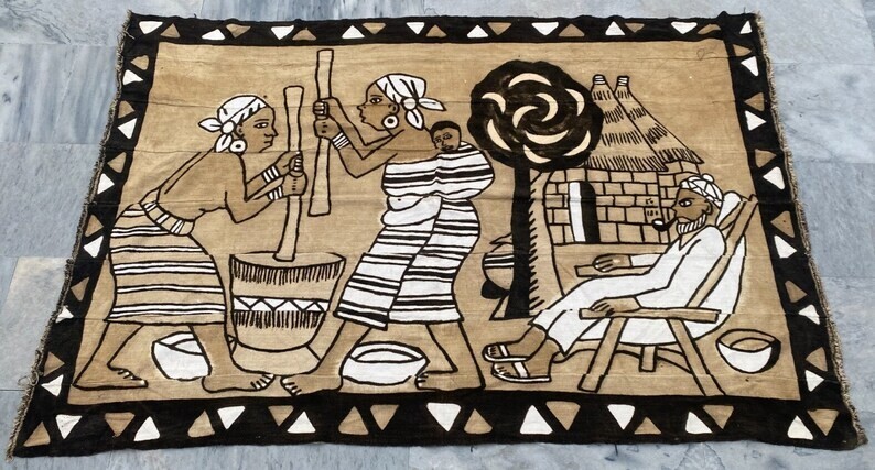 Mud Cloth Handmade Tapestry,Large Tapestry,Batik African Painting Tapesty,4x5ft