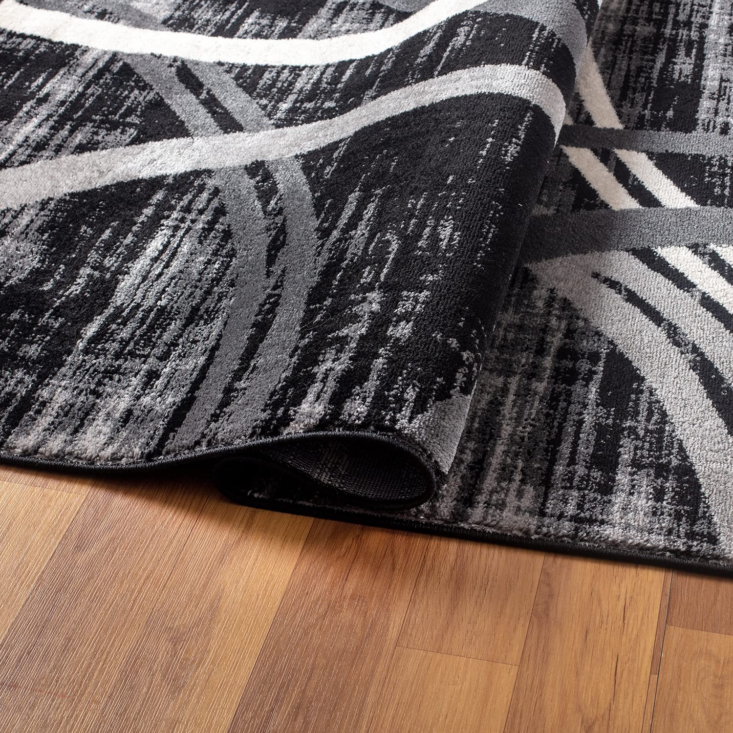 Modern Wavy Circles Design Runner Rug, Non-Shedding Carpet for Hallway, Entry…