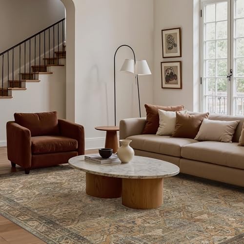 Washable Rug 5×7 Area Rug for Living 5′ x 7′ (Rectangular) Area Warm Taupe