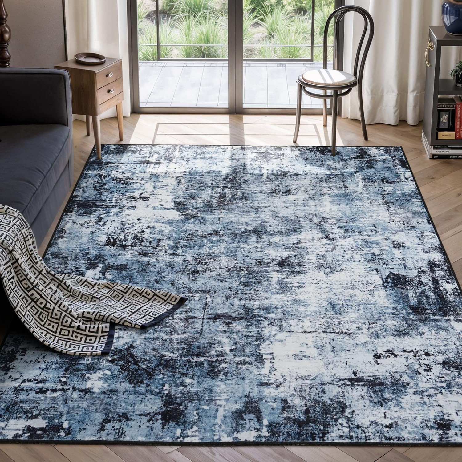 Rugflix 5×7 Area Rugs for Living Room, 5′ x 7′ (Rectangular), 01-ocean Blue