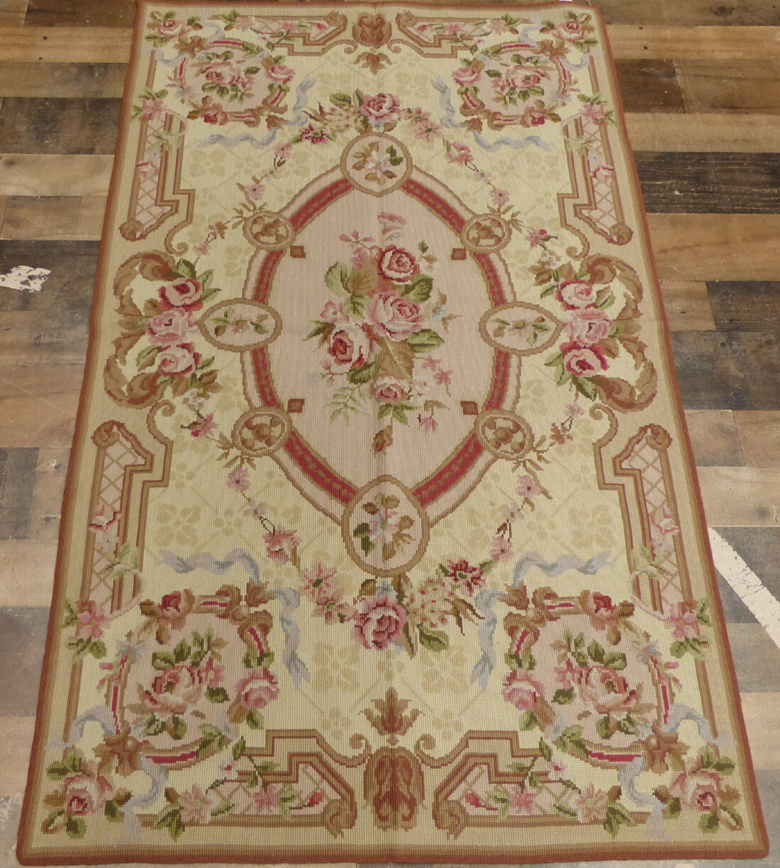 3×5 Stunning Chic French Aubusson design hand knotted wool Needlepoint area rug