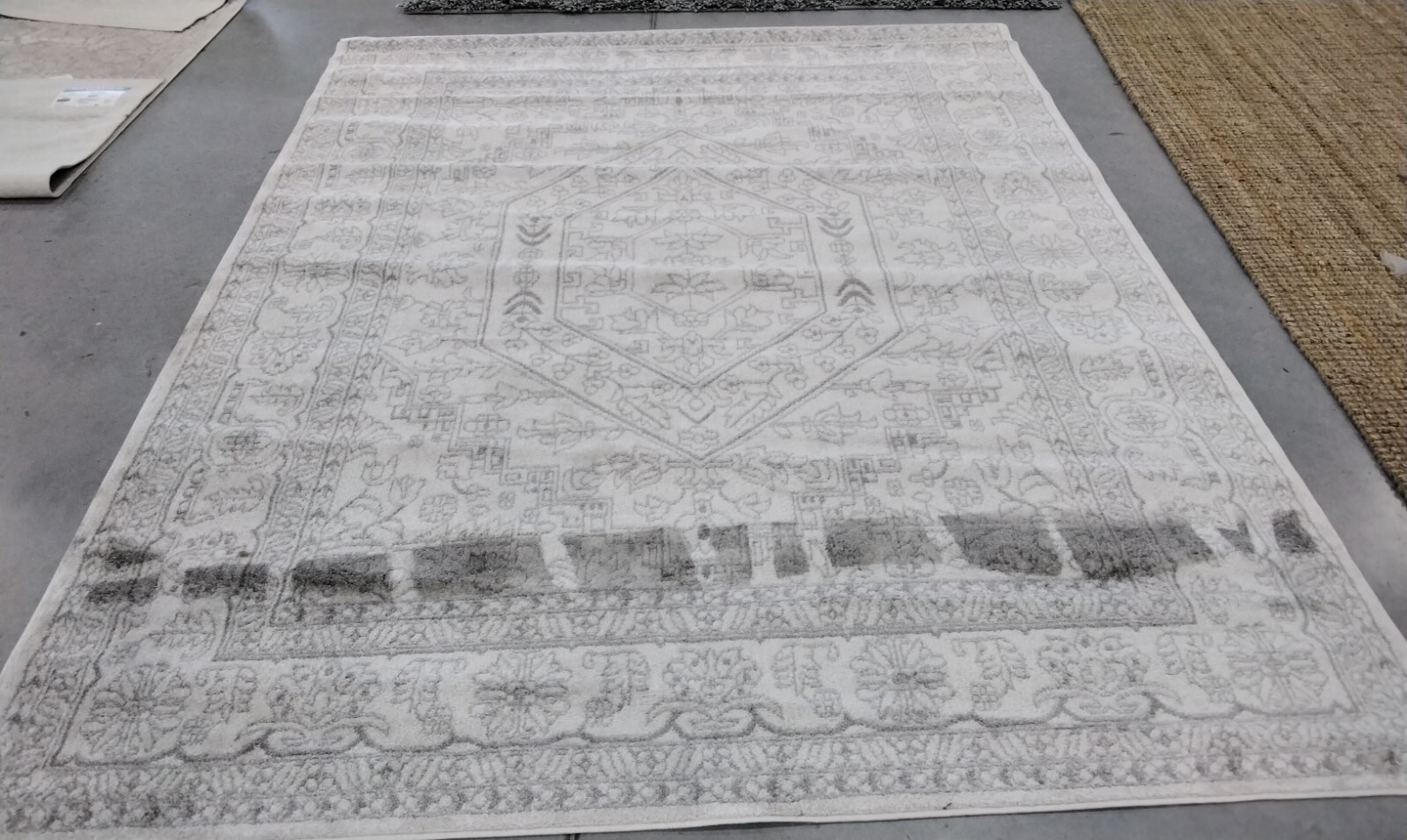IVORY / SILVER 8′ X 10′ Stained Rug, Reduced Price 1172722356 ADR108B-8