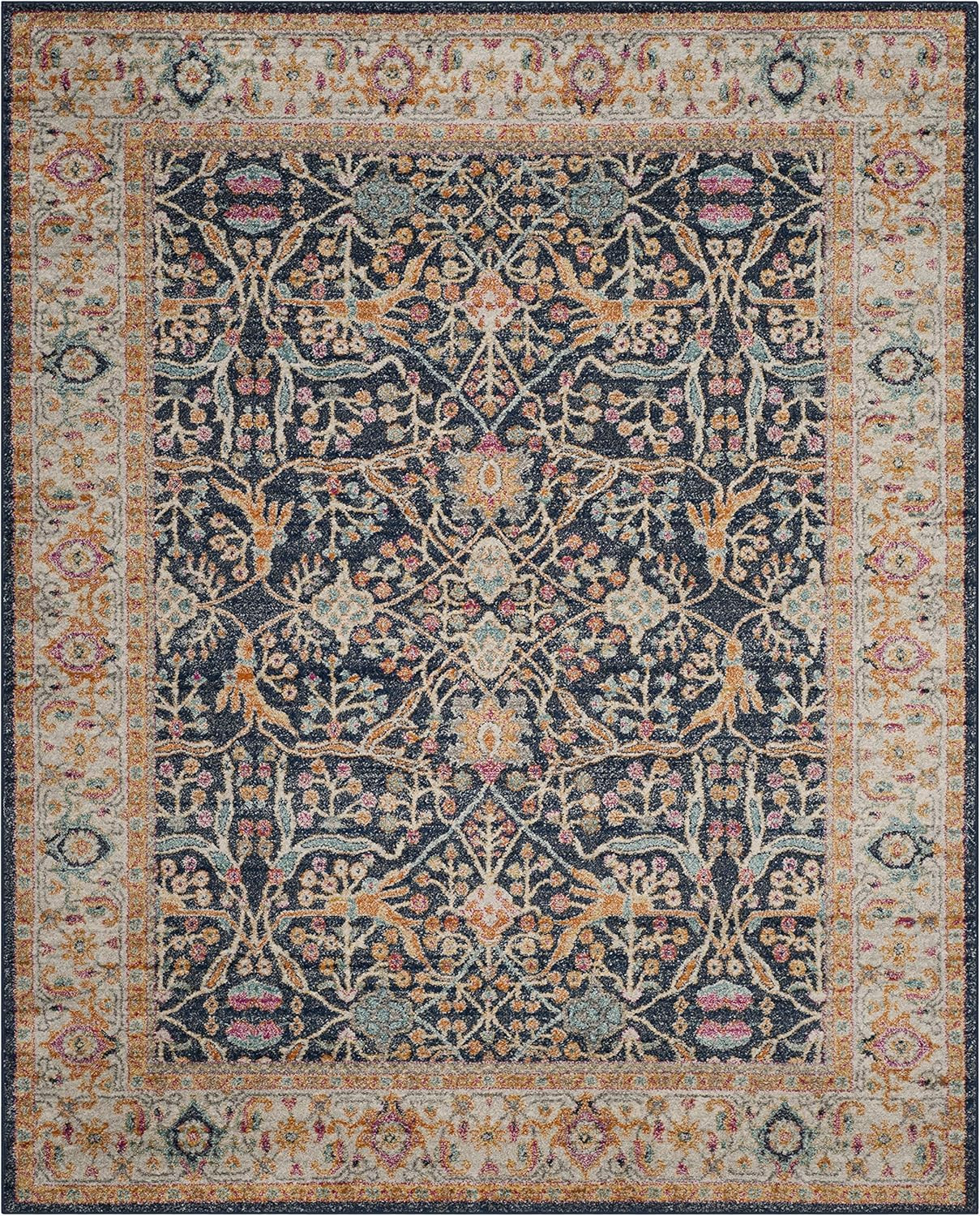 Madision Collection 9′ x 12′ Area Rug, Navy & Cream, Easy Care, Non-Shedding