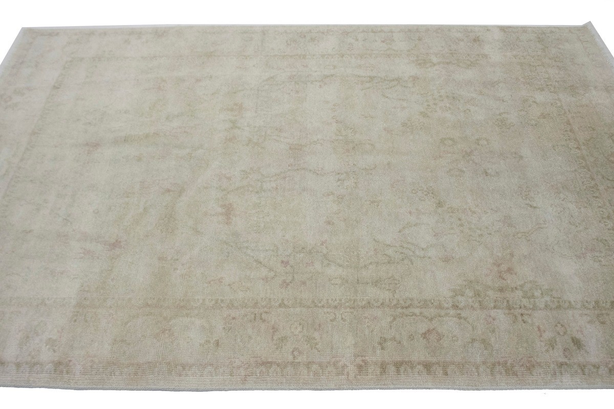 5’7X8’4Transitional Muted Beige Floral Handmade Oriental Rug Decor Carpet