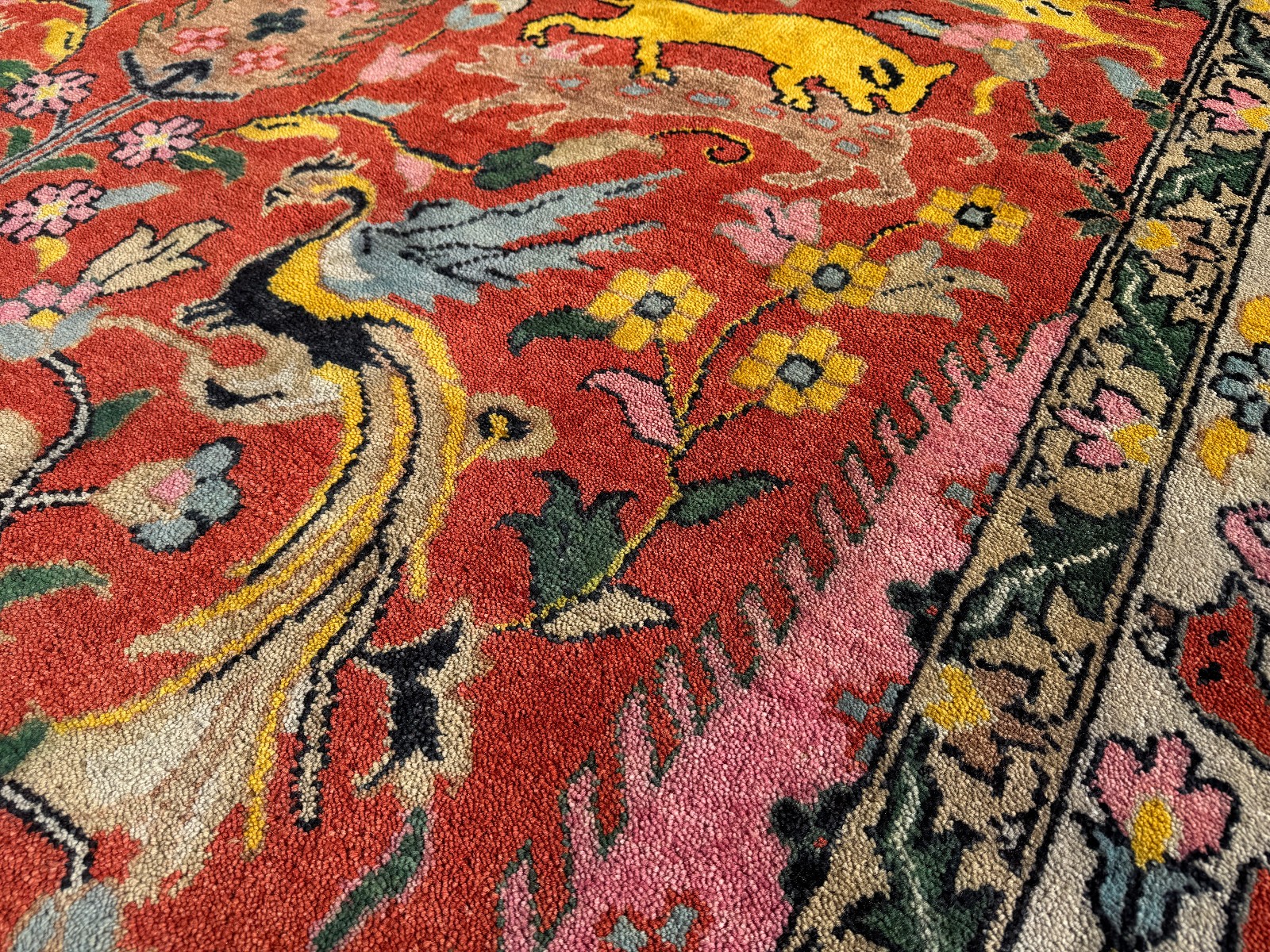 9×12 HANDMADE ORIENTAL RUG WOOL FIRE CORAL RED ORANGE hand-woven oushak new soft