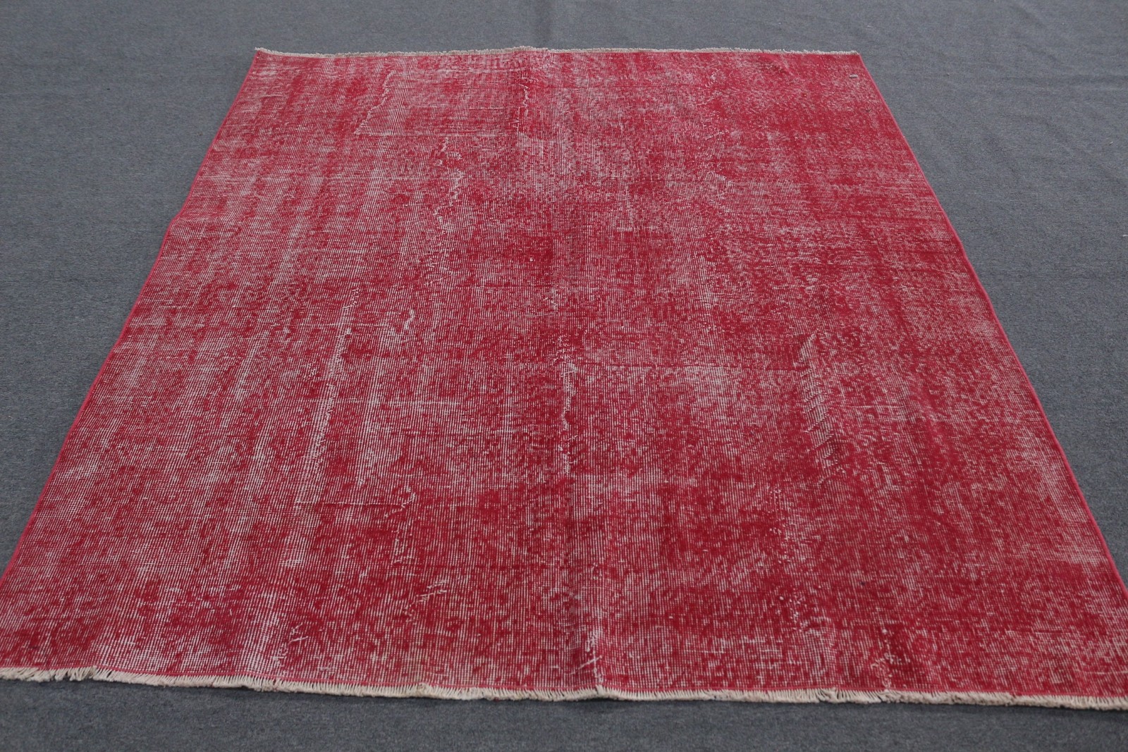 6×6,8 ft Rug, Turkish Vintage Rug, Red White Oriental Rug