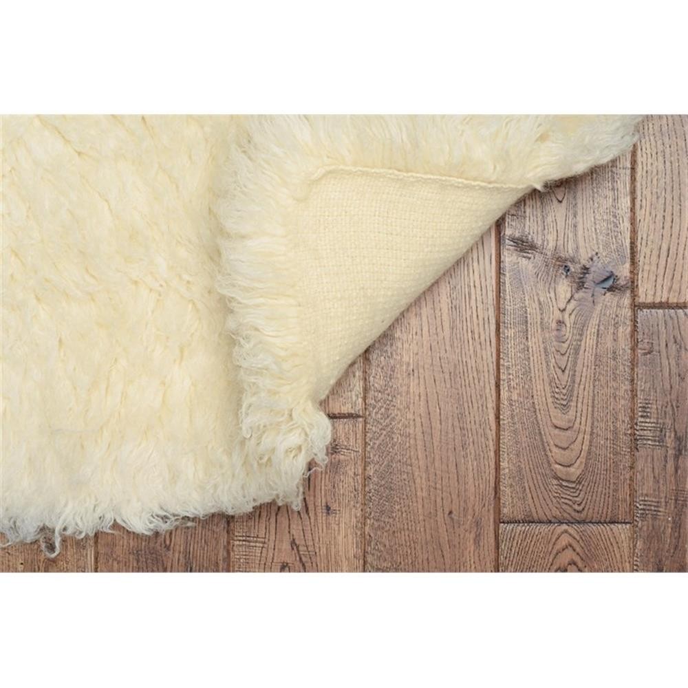 Linon Flokati 5A Shag Wool 36″ x 60″ Rug in Natural