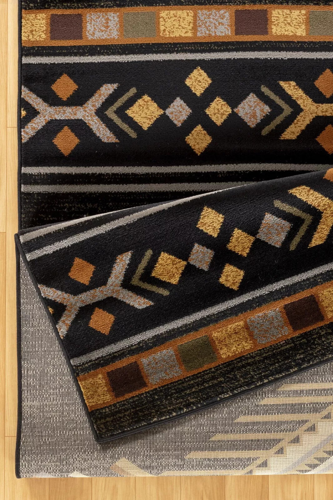 8×10 (7’10” x 10’3″) Southwestern Lodge Cabin Tribal Black Rug **FREE SHIPPING**