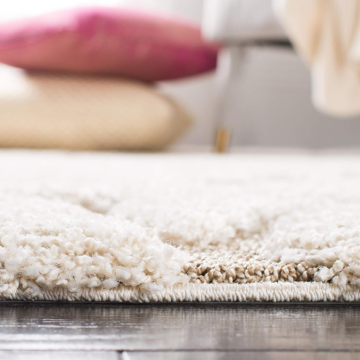 Florida Shag 8′ x 10′ Area Rug – Cream & Beige, Scroll Design, Easy Care