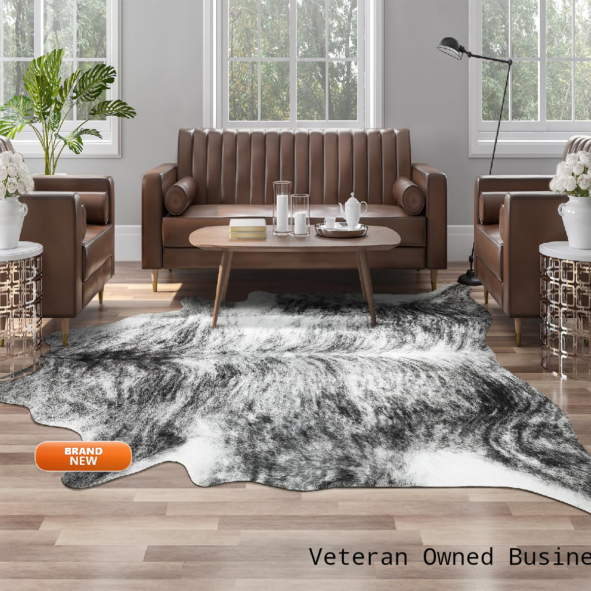 Arogan Western Decor Faux Fur Rug 6 X 7 Feet Premium Animal Skin Cow Hide Rug