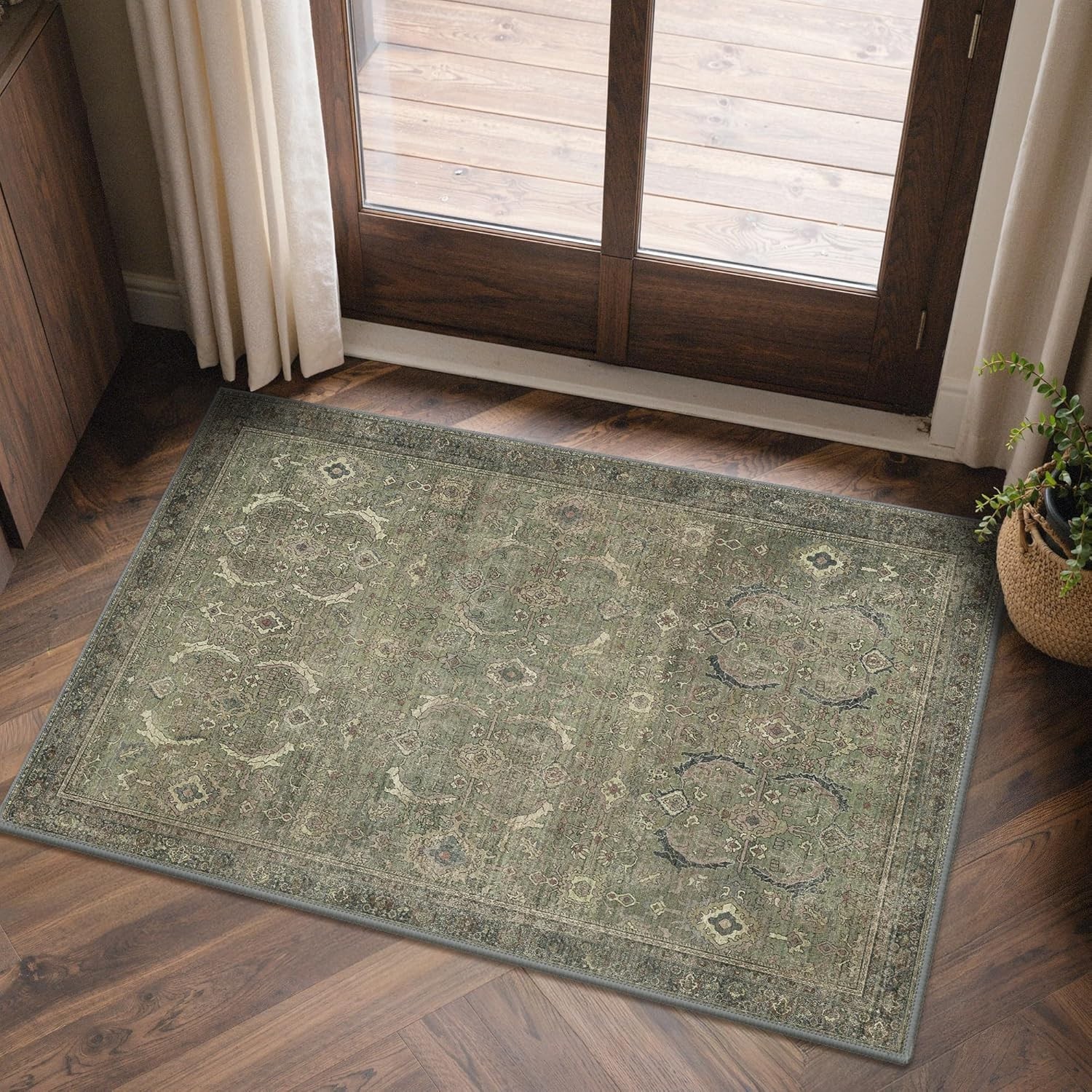 Soft Lightweight 2′ x 3′ Vintage Rug – Washable and Durable for All Spaces