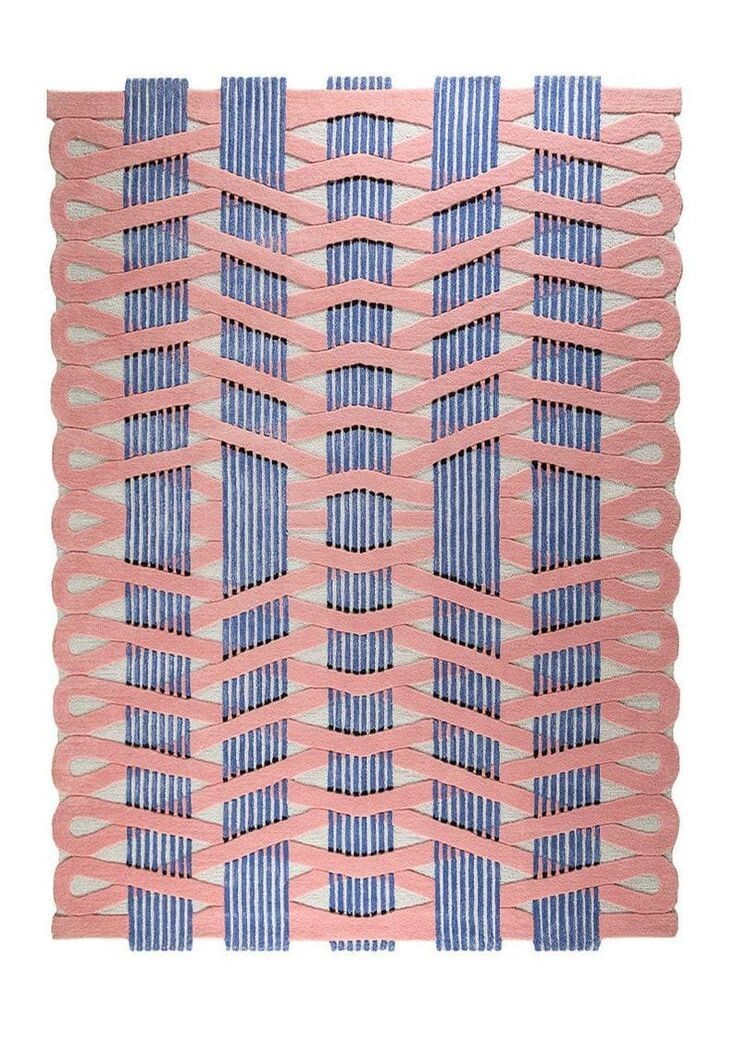 Hand Tufted Rug Scalloped Rug Pink & Blue Rug Irregular Shaped Rug 5X8, 6X9,