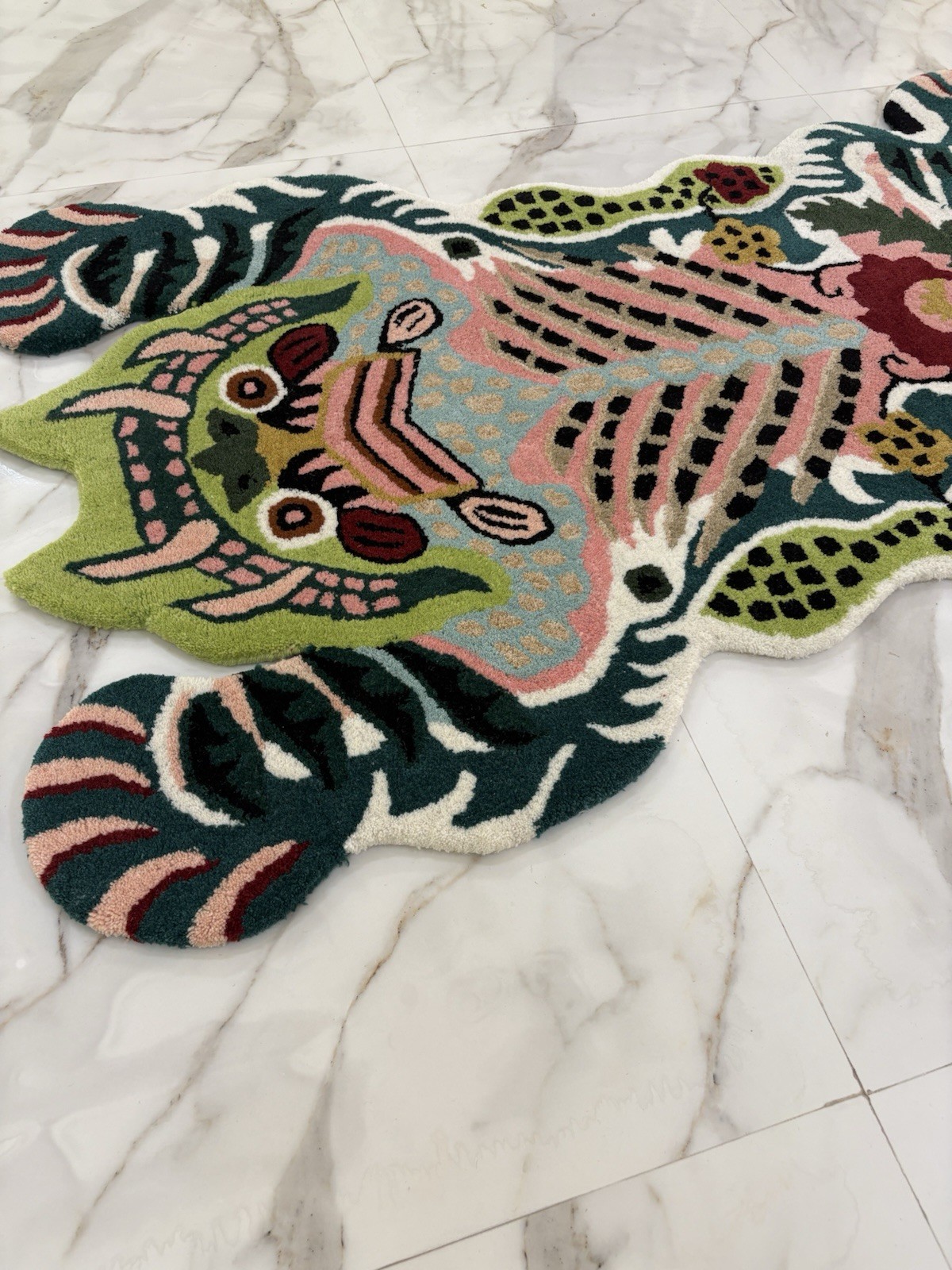 Hand-Tufted Wool Tiger Rug | 3×5 ft Boho Art Carpet