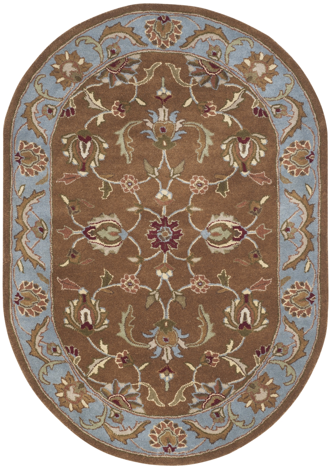 Safavieh Heritage BROWN / BLUE 4′-6″ X 6′-6″ Oval Area Rug – HG812A-5OV