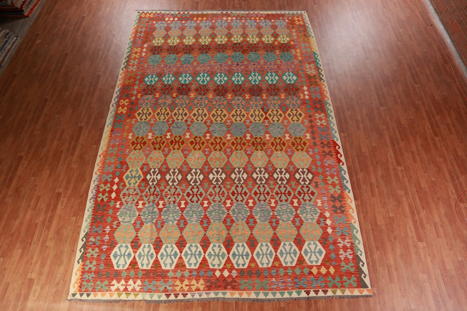 South-western Kilim Palace Size Rug 10×16 Geometric Wool Oriental Reversible Rug