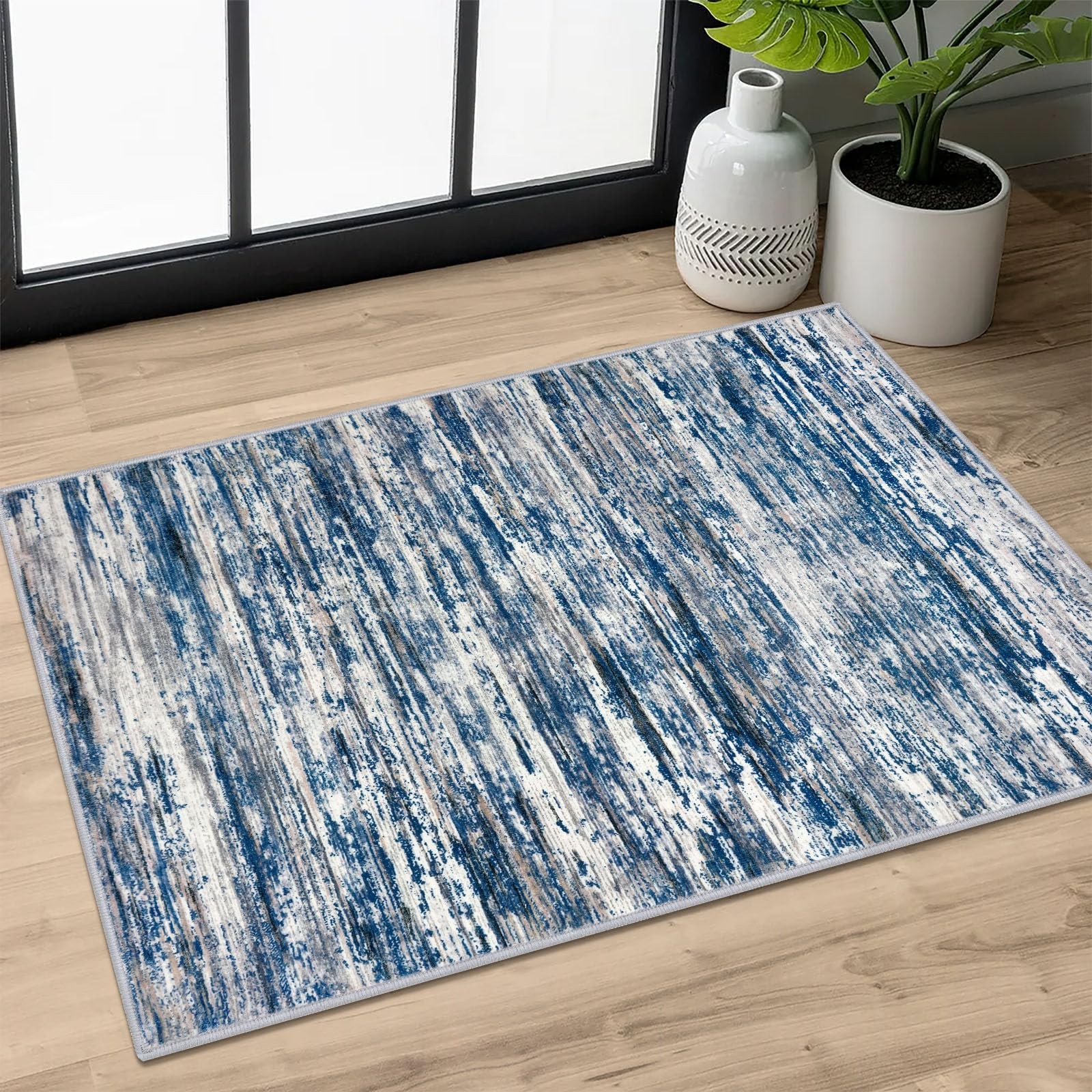 2×3 Navy Blue Gray Neutral 2′ x 3′ (Rectangular) Navy Blue/Gray/Neutral/Multi