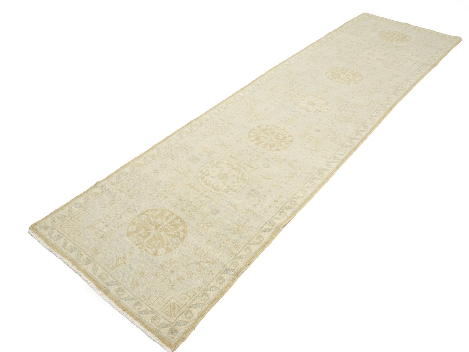 Handmade Turkish Oriental Runner Rug Floral Design Hallway Carpet 3X11’5 ft