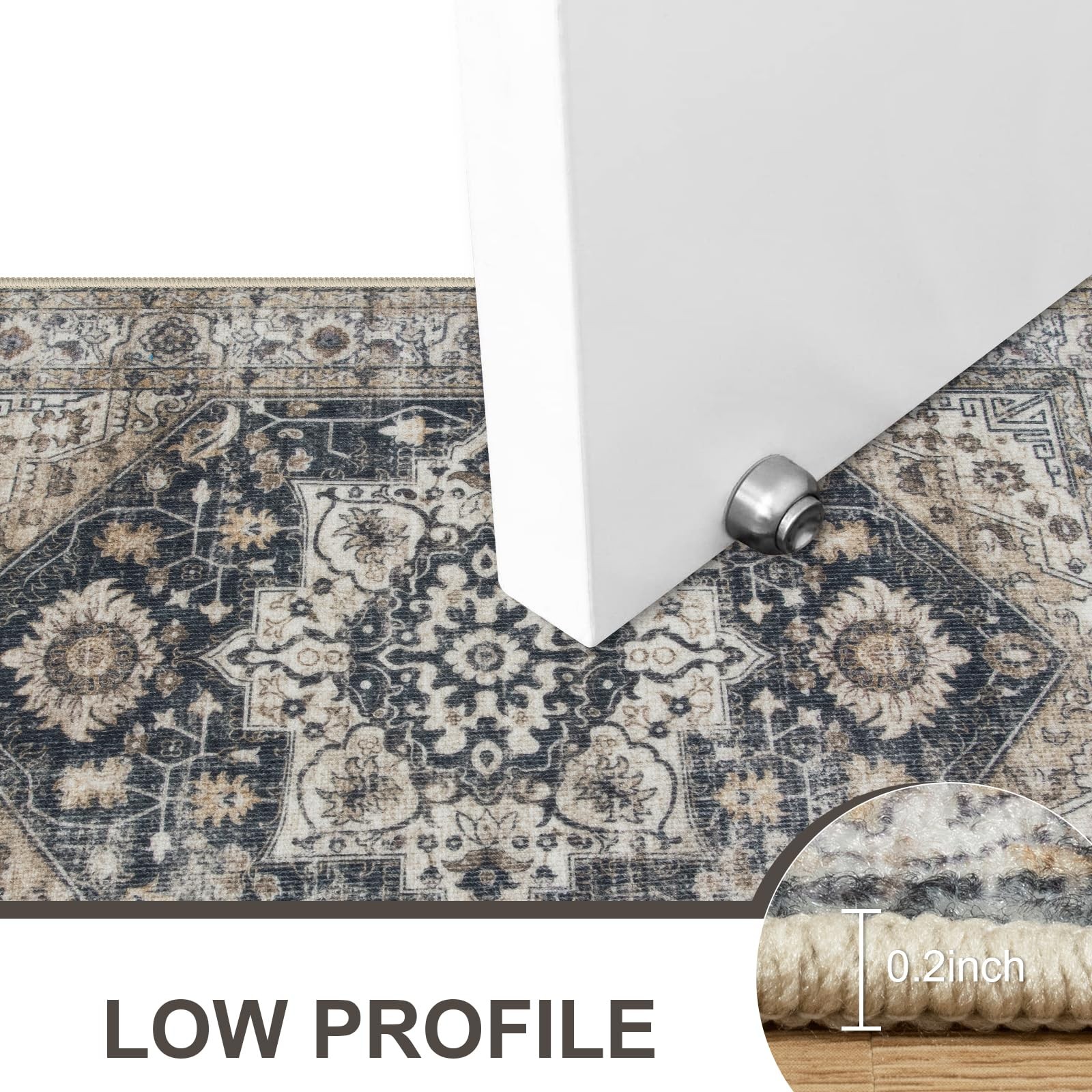 Retro Entryway Rug 24×36 Inch Washable NonSlip Door Mat Black Multi Decor