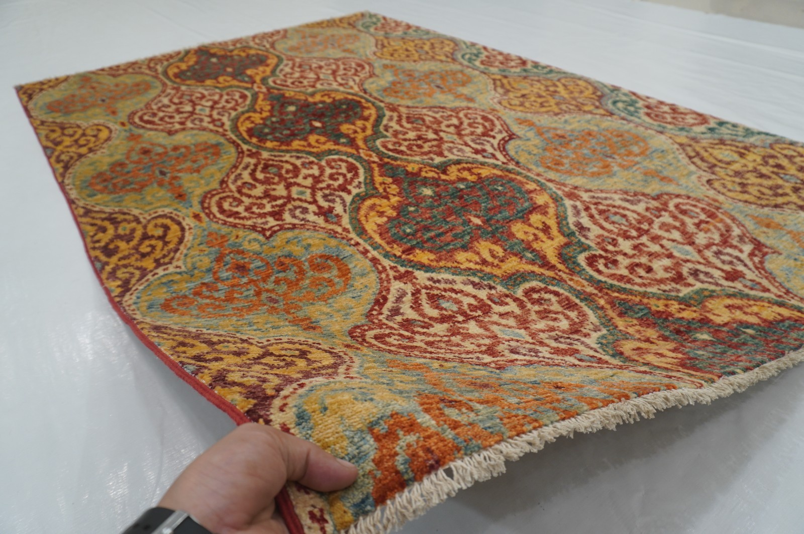 5×7 ft Multicolor Ikat Afghan Hand Knotted Wool Area Rug 4’5″x6’7″