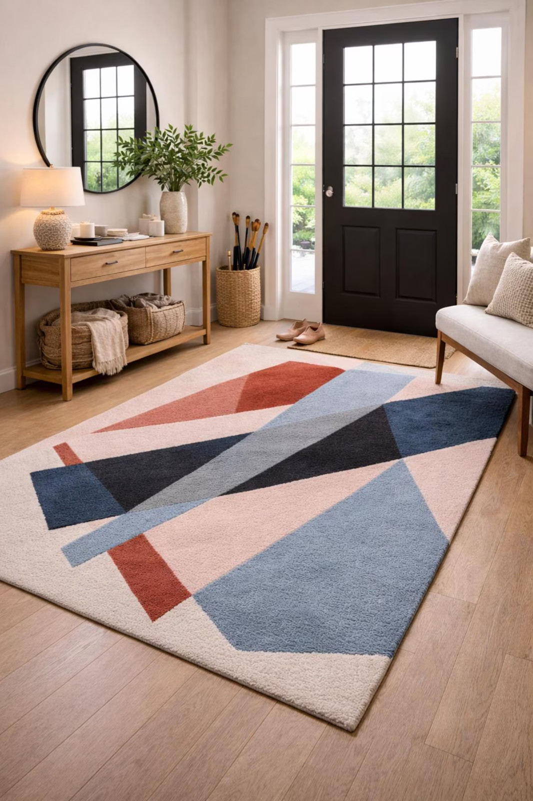 Modern Abstract Living Room Rug – Hand Tufted Rug 100% New Zealand Wool Carpet.