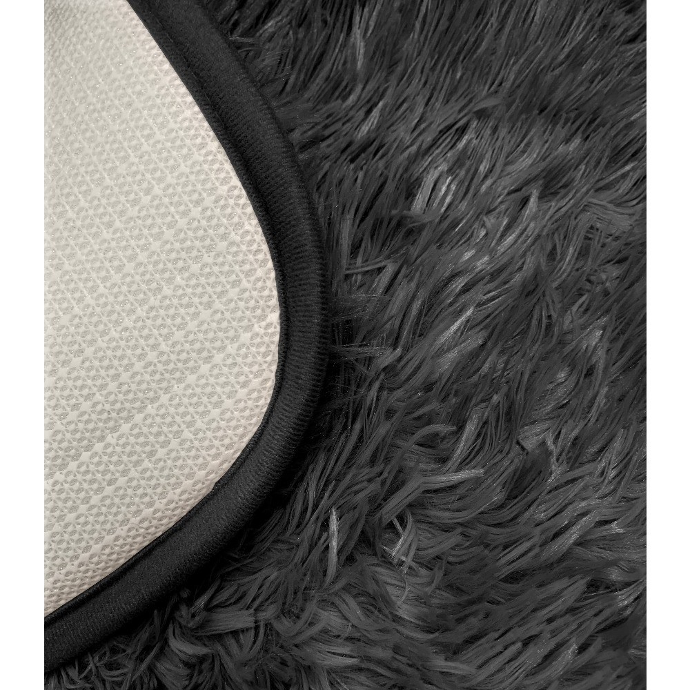 Solid Black Fluffy Shag Faux Fur Area Rug 36 x 56 Inches
