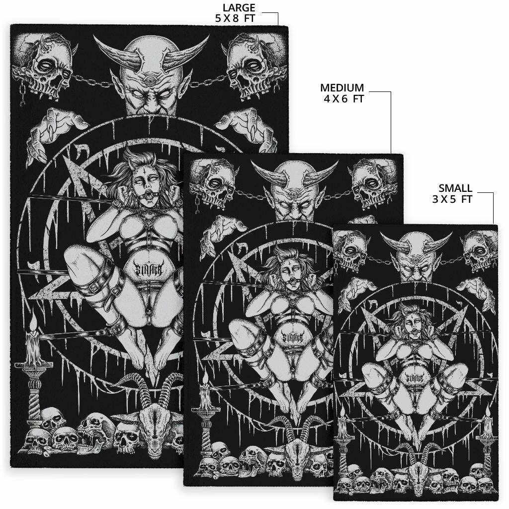 Skull Demon Satanic Baphomet Goat Satanic Over The Sinner Area Rug Edit Version