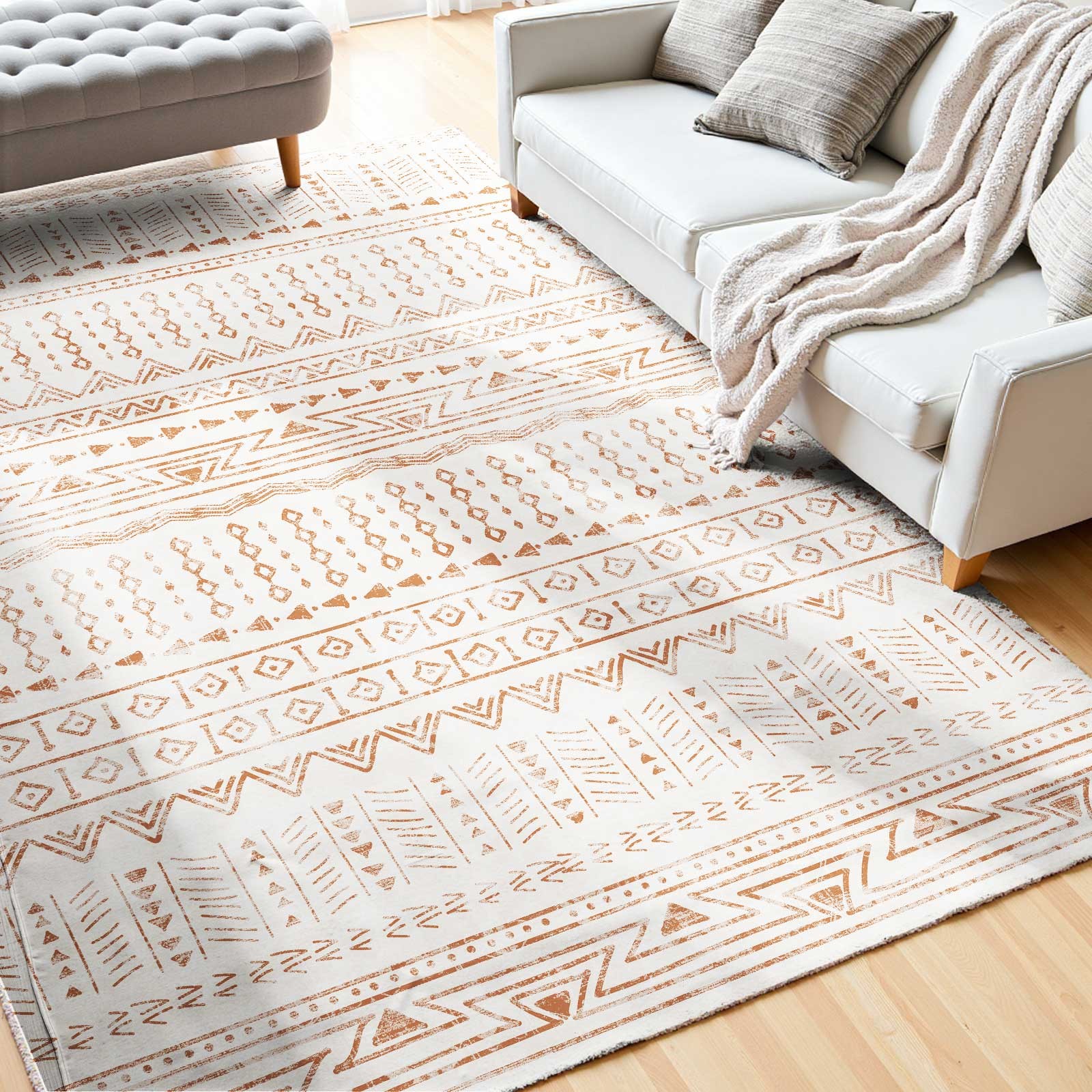 VEVOR Large Area Rug 6 x 9ft Anti-Skid and Tear-Resistant Floor Mat Modern Beige