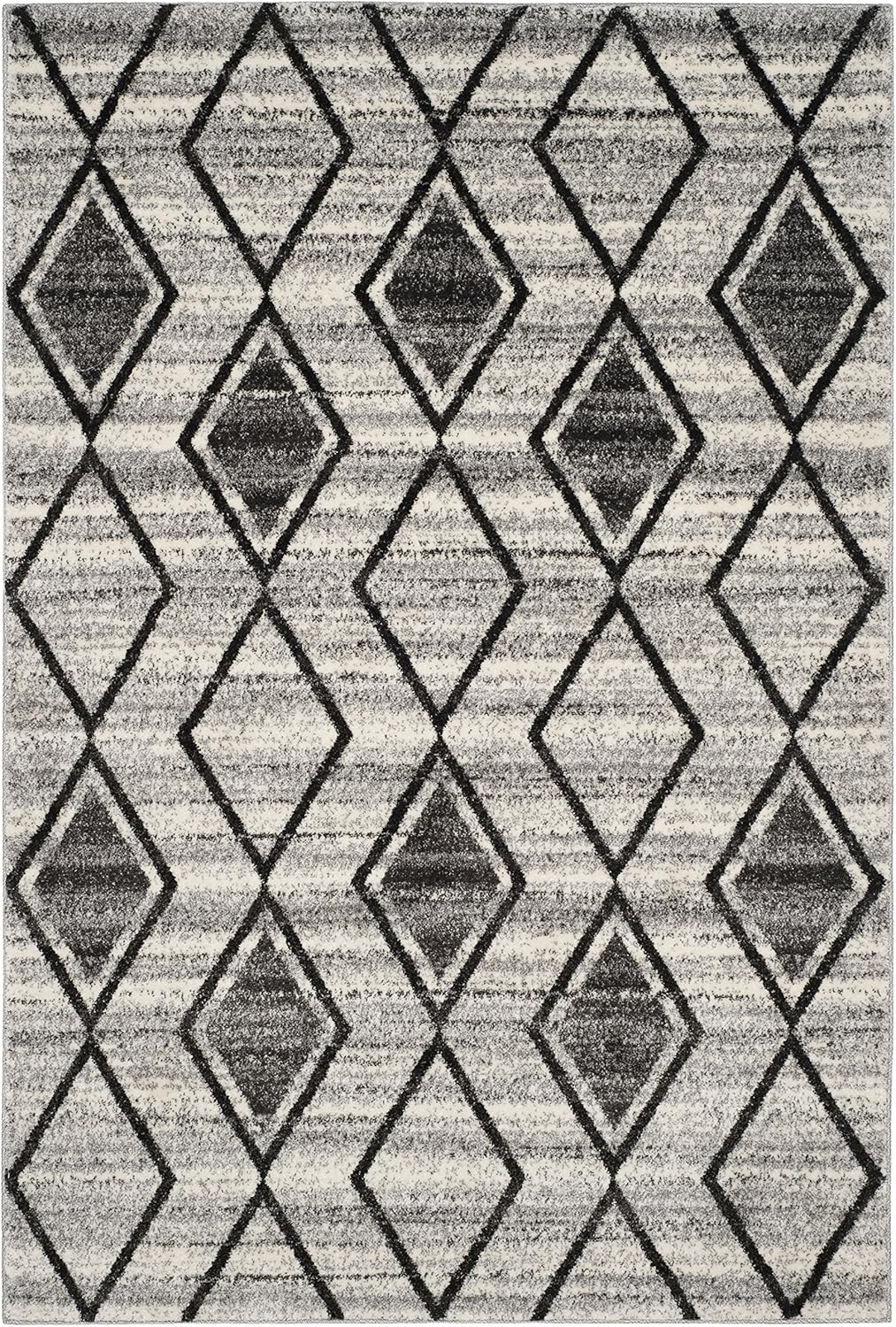 Tunisia Collection Area Rug – 5’1″ X 7’6″, Grey & Black, Moroccan Tribal Design,