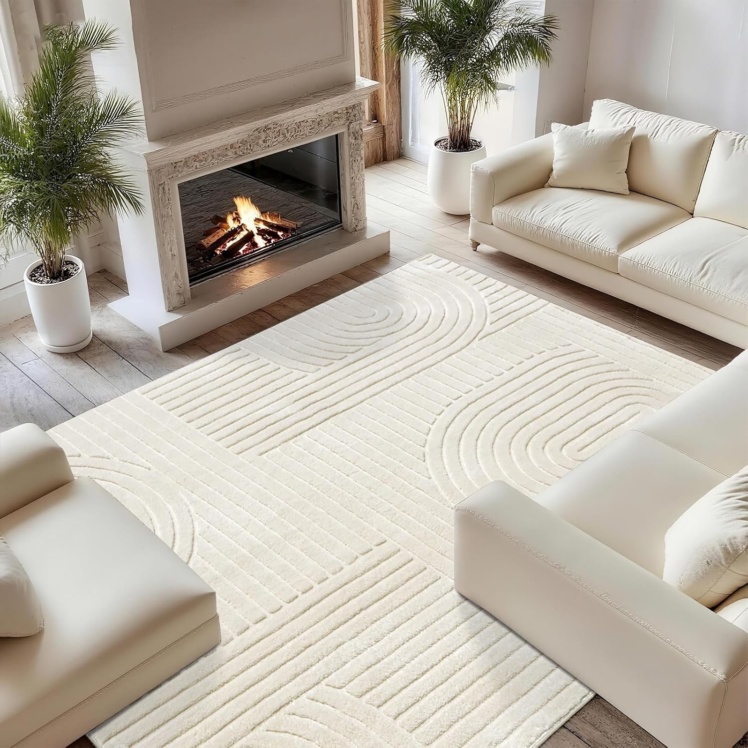Rug 8×10 Solid Color Microfiber Plush Fluffy Non-Slip Washable Durable