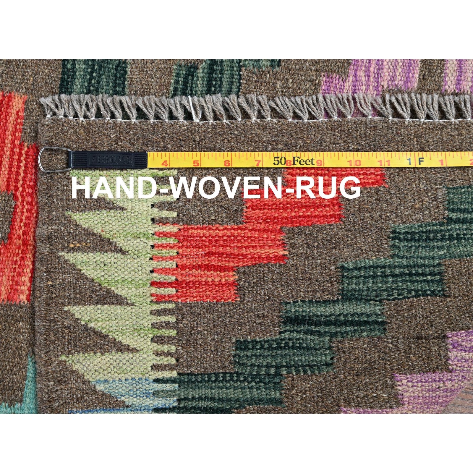 2’9″x9’10” Taupe Afghan Kilim Pure Wool Flat Weave Hand Woven Runner Rug R1170